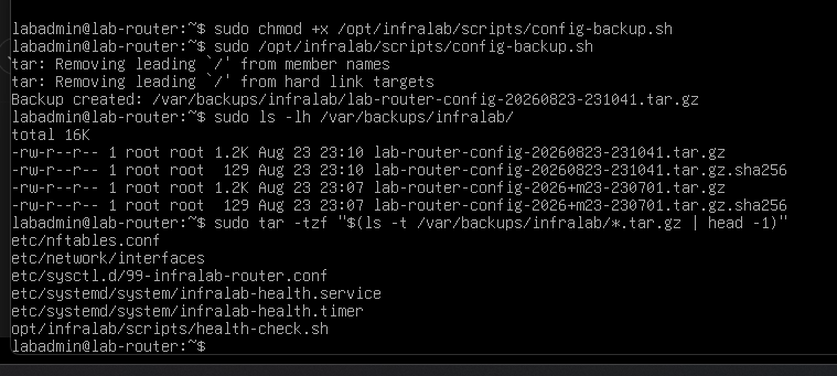 Backup archive, checksum, and contents validation