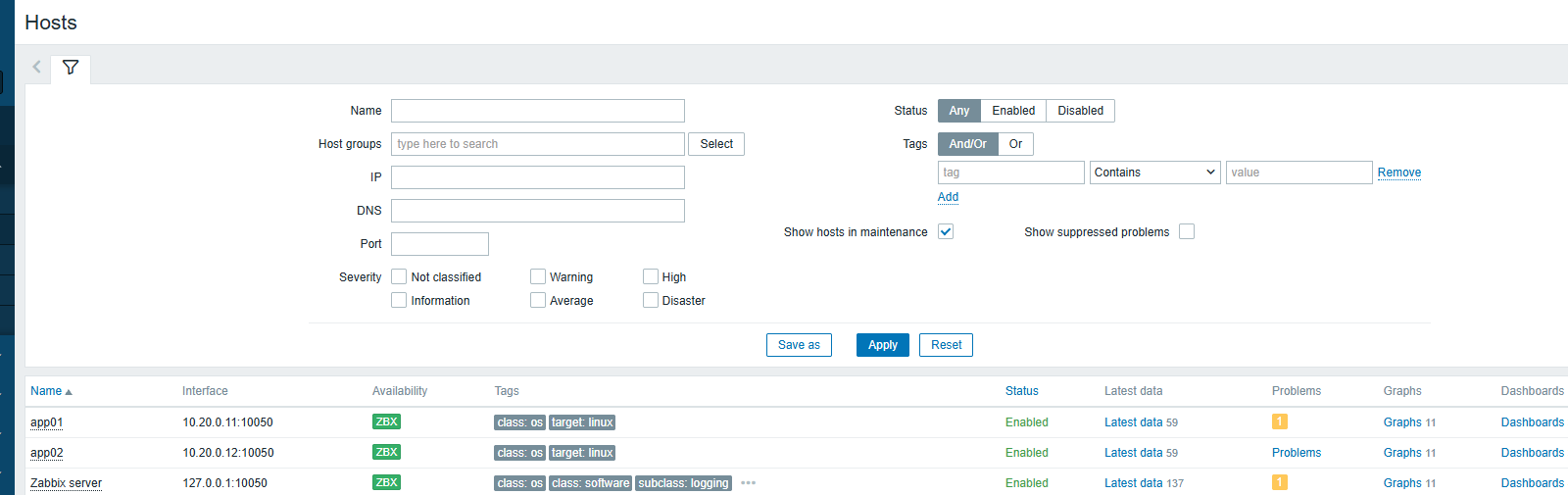 Final Zabbix host state after the router reboot