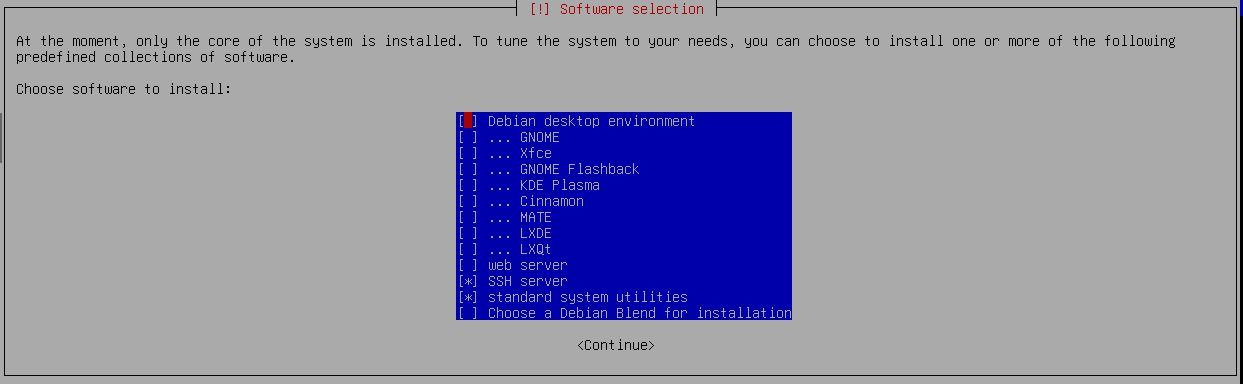 Minimal software selection for the router