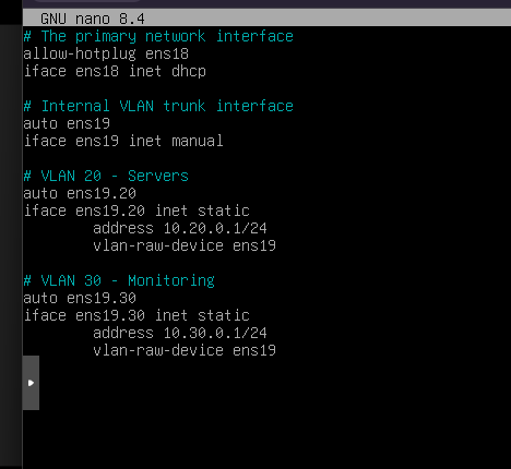 Final VLAN subinterface configuration on lab-router