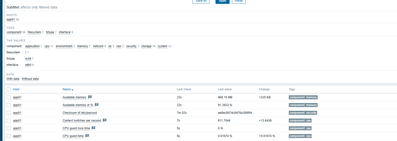 Real Linux metrics arriving from app01